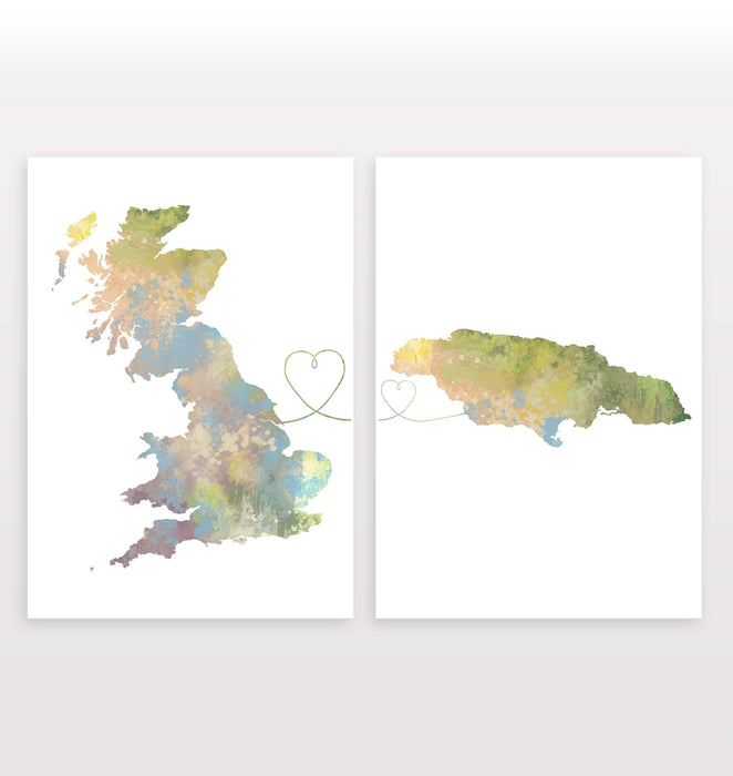 Uk to Jamaica - Set of 2 Prints