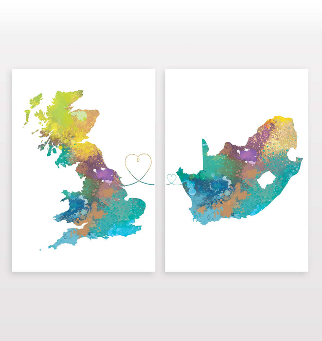 Uk to South Africa - Set of 2 Prints