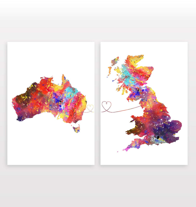 Australia to Britain - Set of 2 Prints