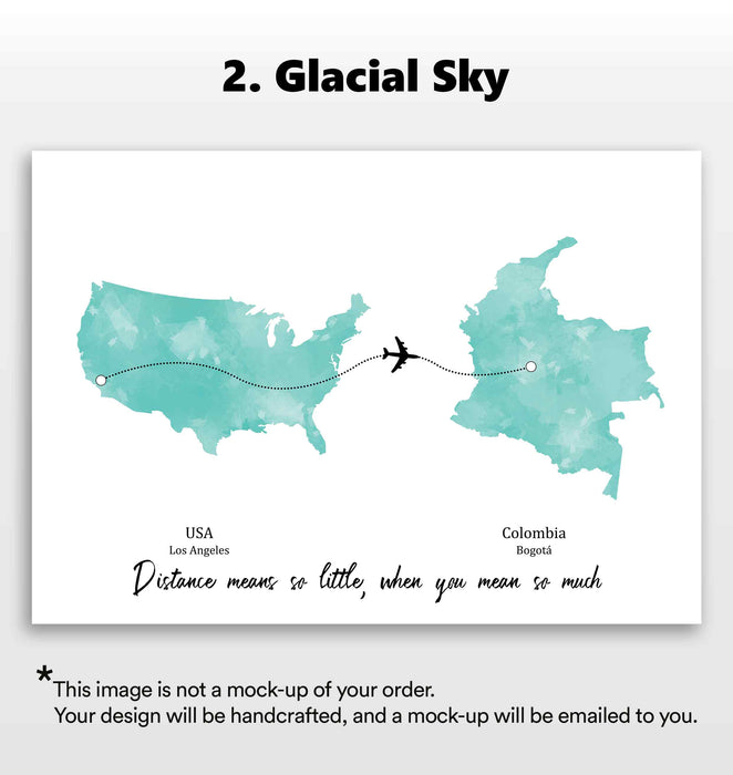 Personalised two location Print 2.0 - Custom Plane Line