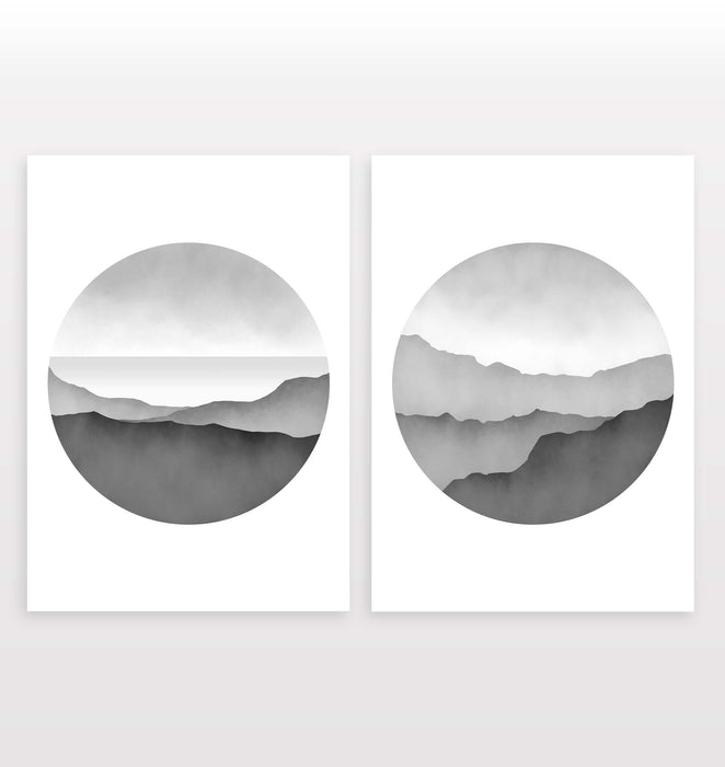 Abstract Grey Landscapes - Set of 2