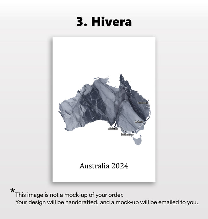 Personalised Dark Marble Effect Portrait Location Print - Custom Line