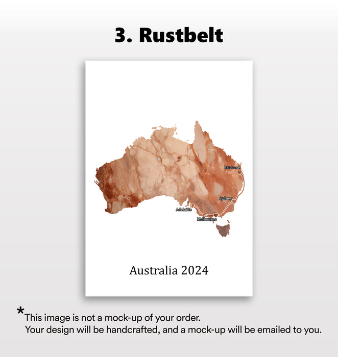 Personalised Light Marble Effect Portrait Location Print - Custom Line
