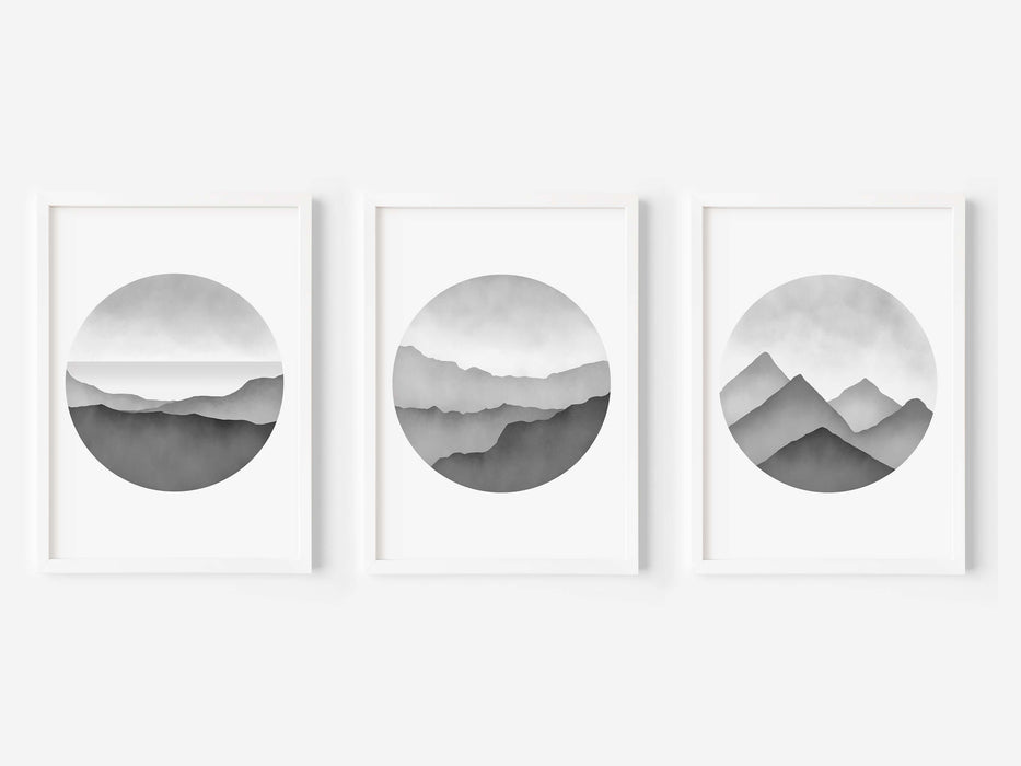 Abstract Grey Landscapes - Set of 3