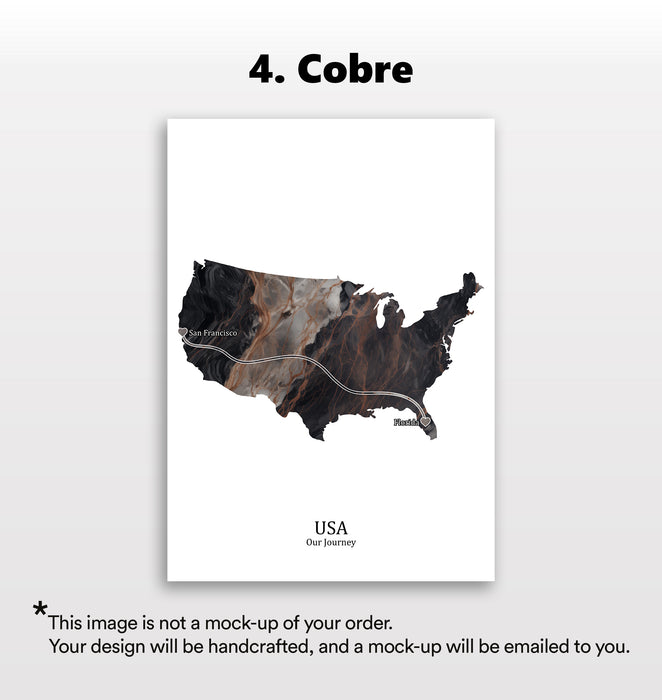 Personalised Dark Marble Effect Portrait Location Print - Custom Line