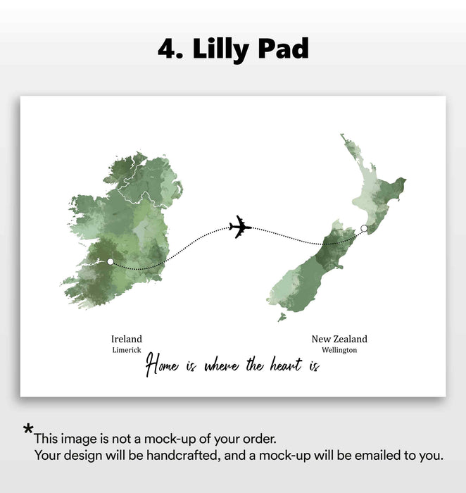 Personalised two location Print 2.0 - Custom Plane Line