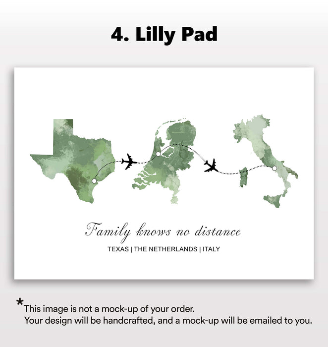 Personalised Three Location Print 2.0 - Custom Plane Line