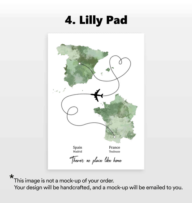 Personalised Two Location Portrait Print 2.0 - Custom Plane Line