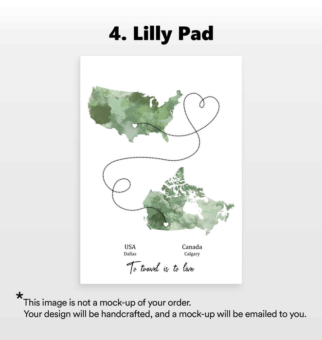 Personalised Two Location Portrait Print 2.0 - Custom Line