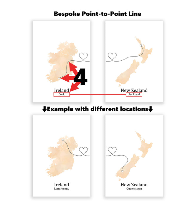 Personalised two location Prints 2.0 - Custom Line