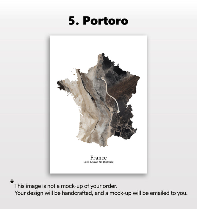 Personalised Dark Marble Effect Portrait Location Print - Custom Line