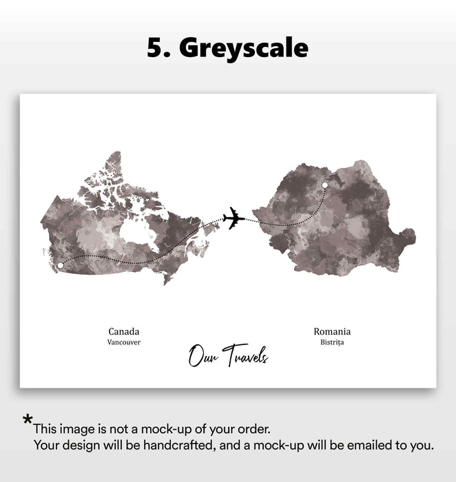 Personalised two location Print 2.0 - Custom Plane Line