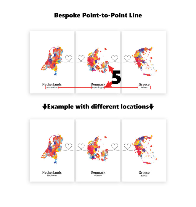 Personalised Three Location Prints 2.0 - Custom Line