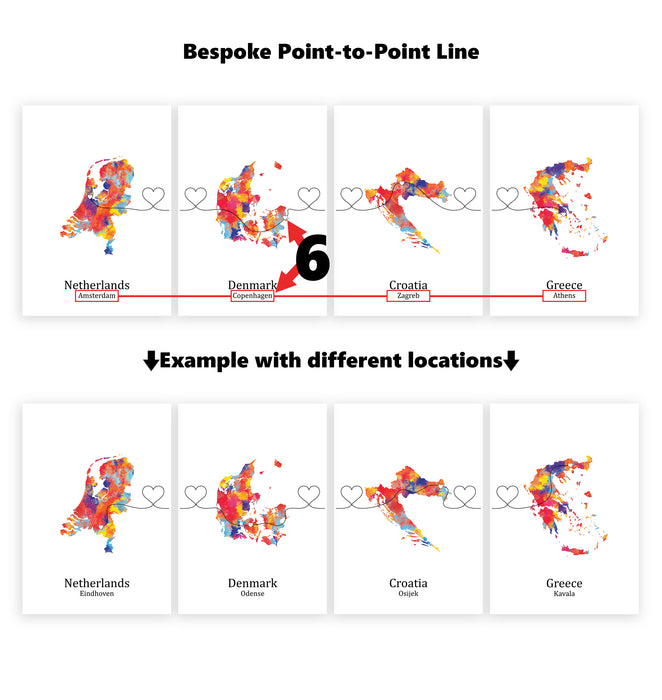 Personalised Four Location Prints 2.0 - Custom Line