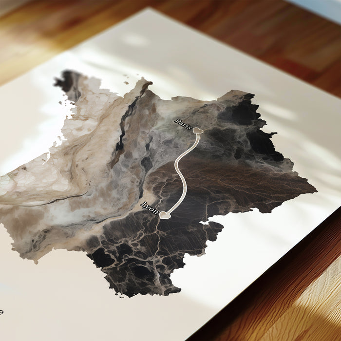 Personalised Dark Marble Effect Portrait Location Print - Custom Line
