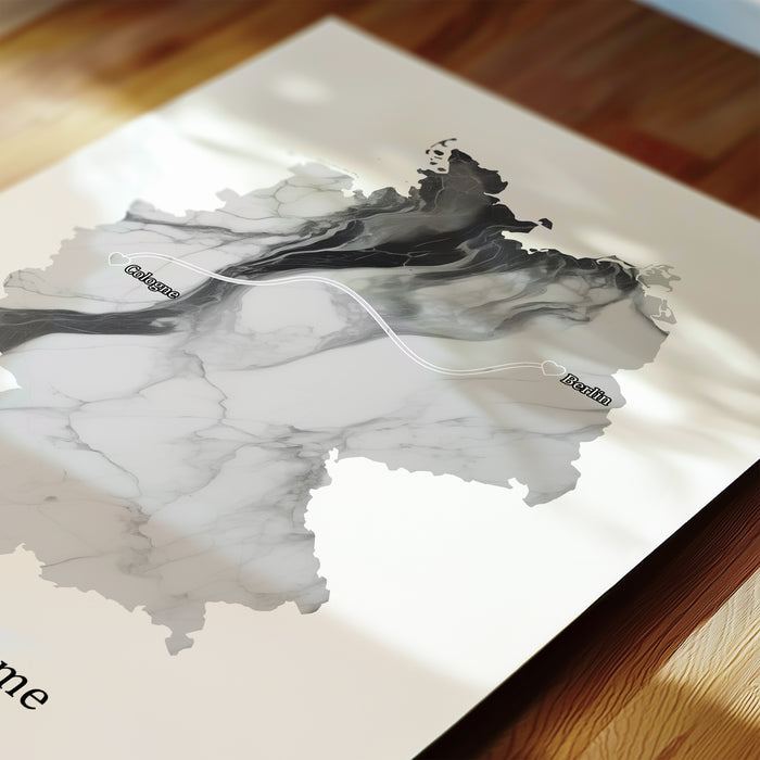 Personalised Light Marble Effect Portrait Location Print - Custom Line