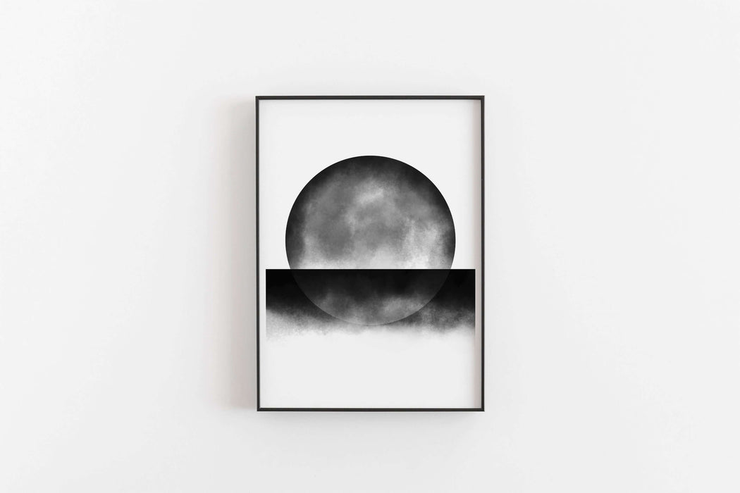 Abstract Black and White Ocean Sunset