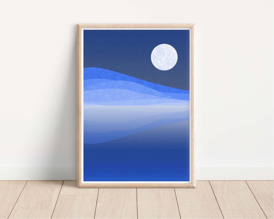 Abstract Blue Desert Night - Set of 3