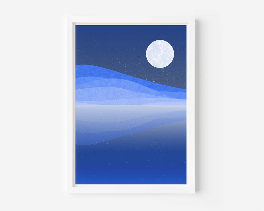 Abstract Blue Desert Night - Set of 3