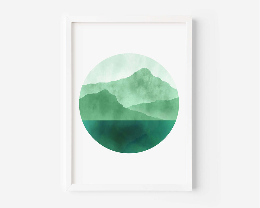 Abstract Misty Green Mountains