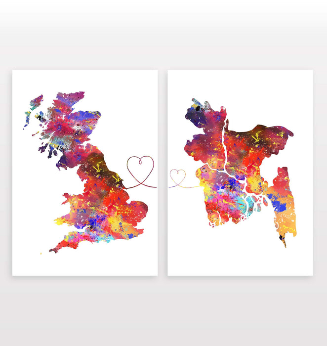 Britain to Bangladesh - Set of 2 Prints