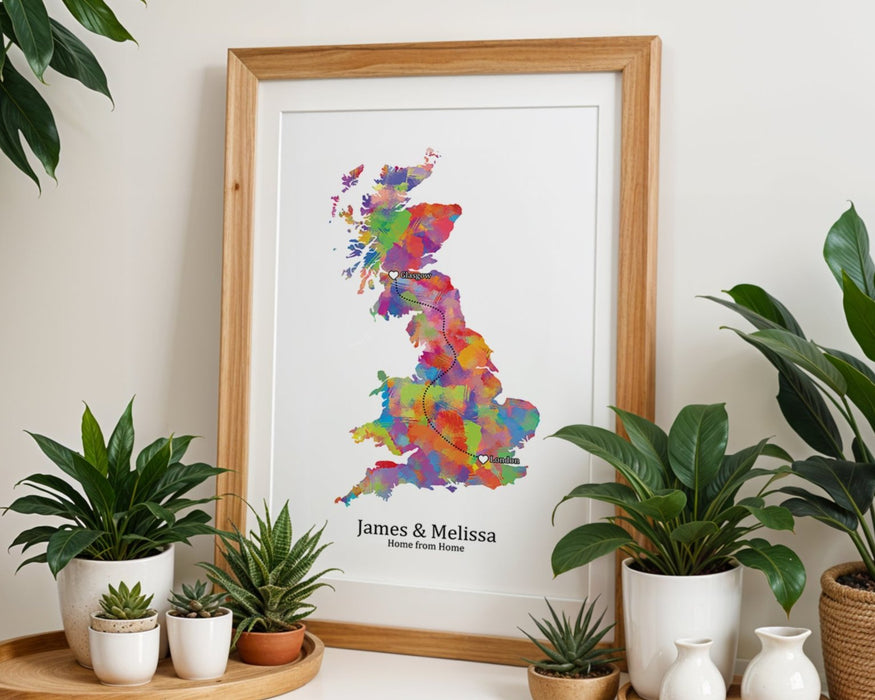 Personalised Portrait Two Location Print 2.0 - Custom Line