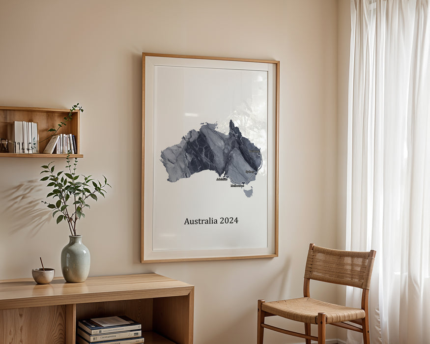 Personalised Dark Marble Effect Portrait Location Print - Custom Line