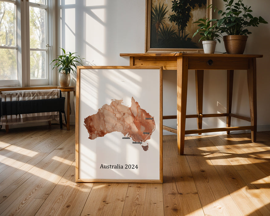 Personalised Light Marble Effect Portrait Location Print - Custom Line