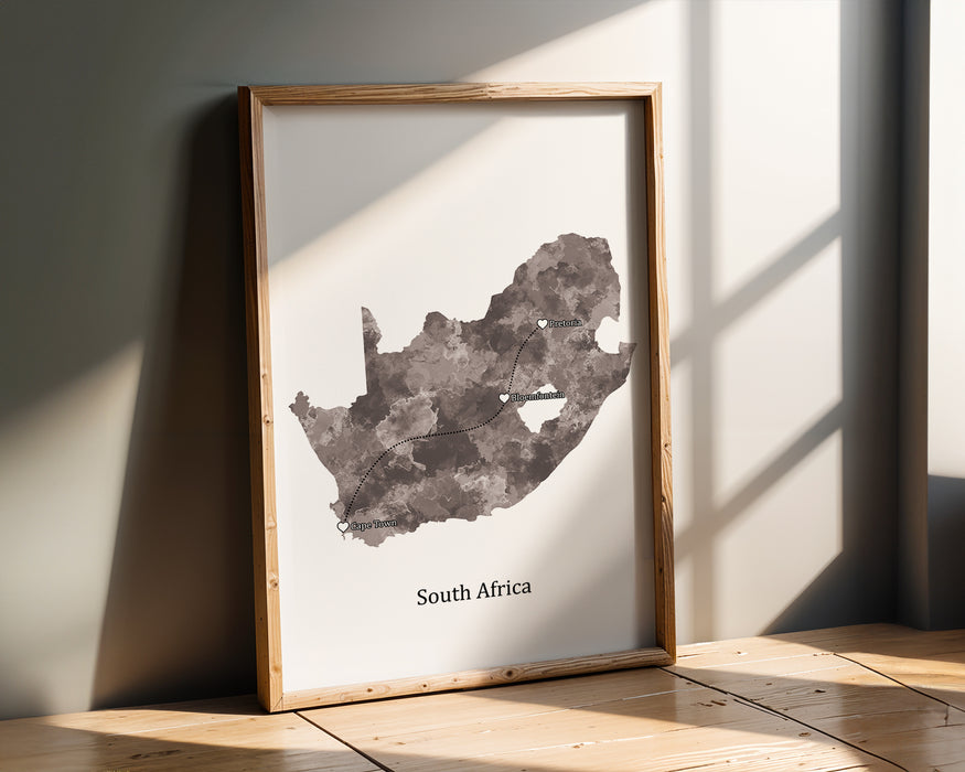 Personalised Portrait Two Location Print 2.0 - Custom Line