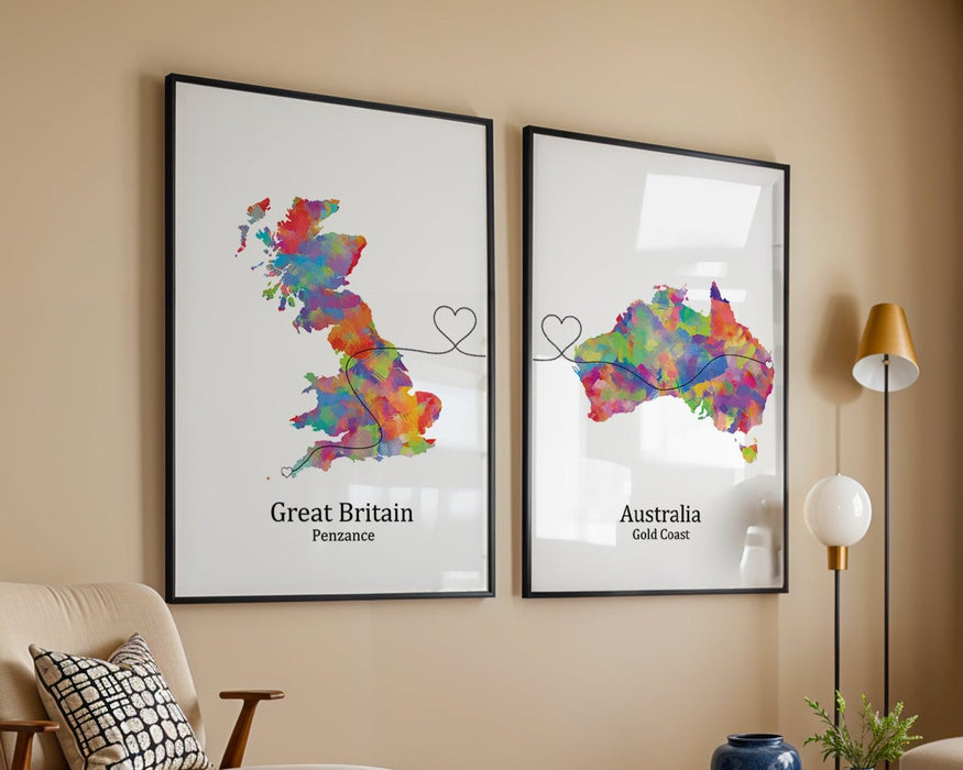 Personalised two location Prints 2.0 - Custom Line