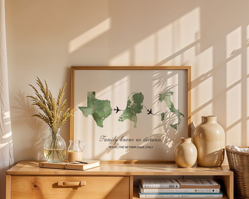 Personalised Three Location Print 2.0 - Custom Plane Line