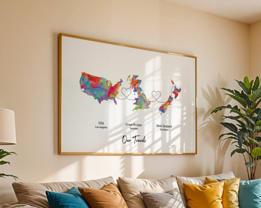 Personalised Three Location Print 2.0 - Custom Line (Digital File Only)