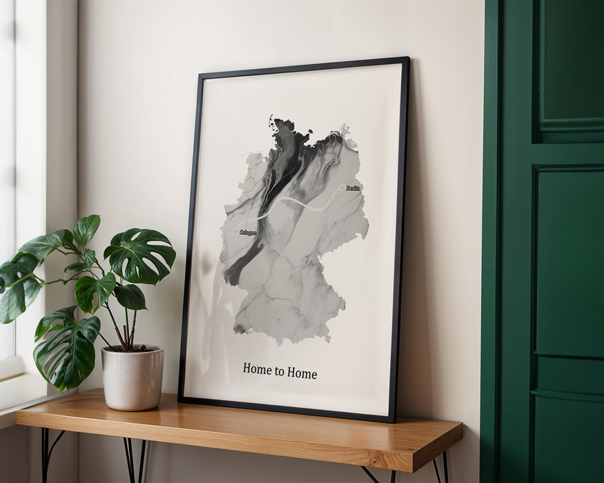 Personalised Light Marble Effect Portrait Location Print - Custom Line