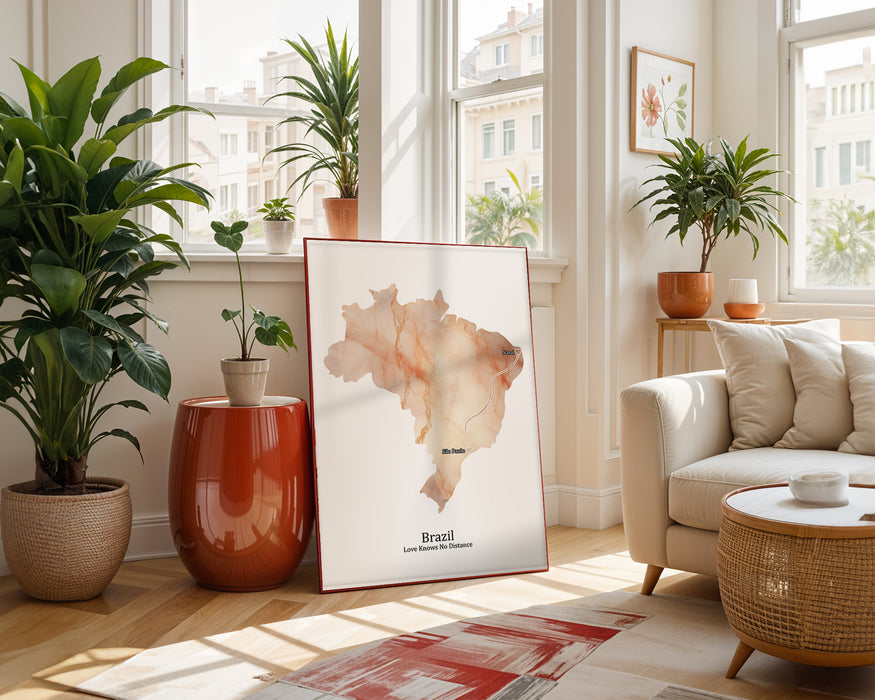 Personalised Light Marble Effect Portrait Location Print - Custom Line
