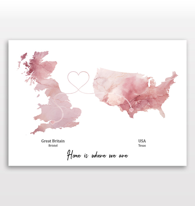 Personalised two location Print 2.0 - Marble Effect - Custom Line