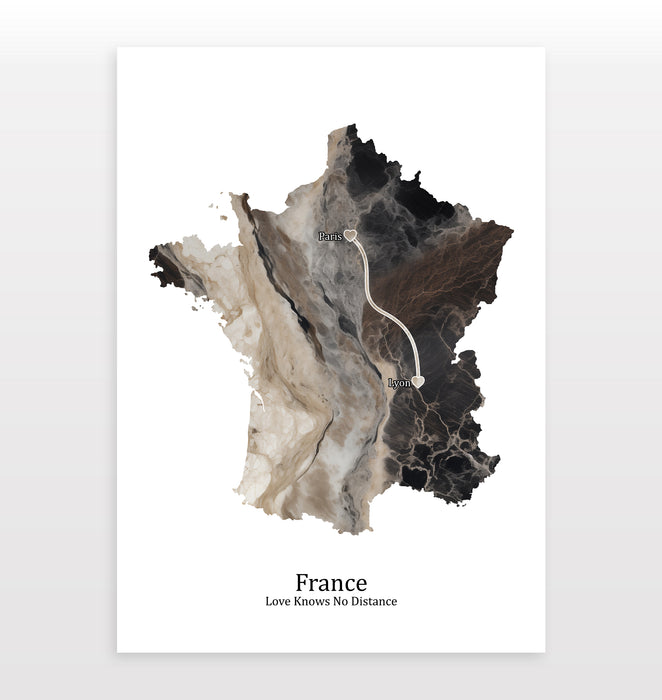 Personalised Dark Marble Effect Portrait Location Print - Custom Line