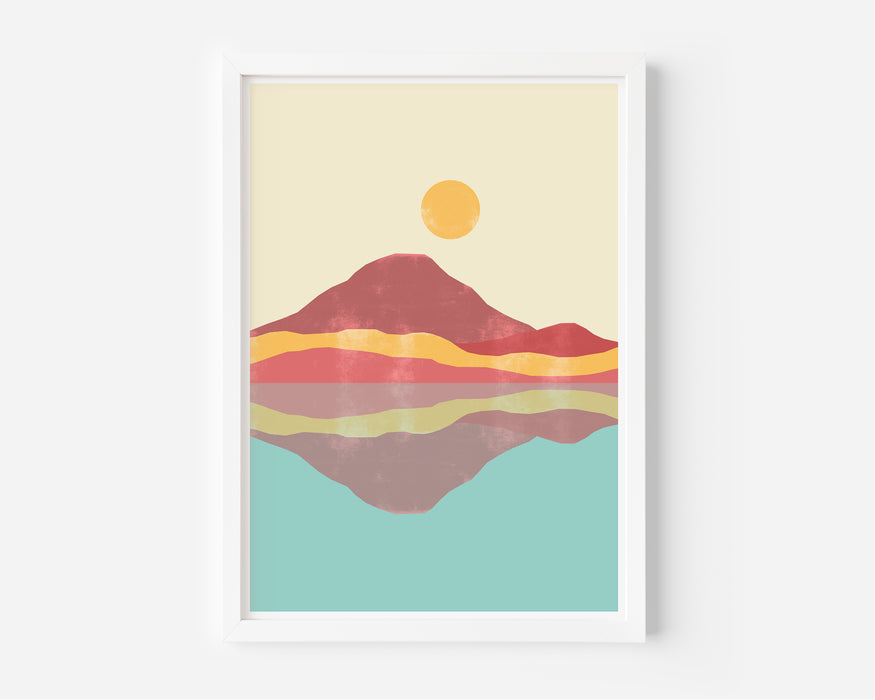 Abstract Red, Gold & Blue Landscape - Set of 3