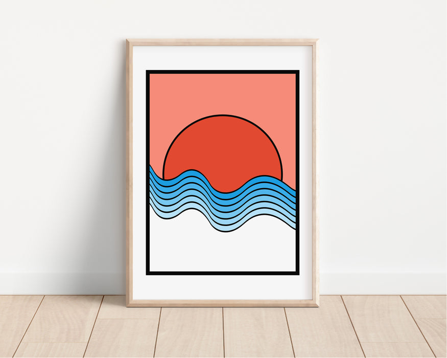 Abstract Minimalist Ocean Sunset