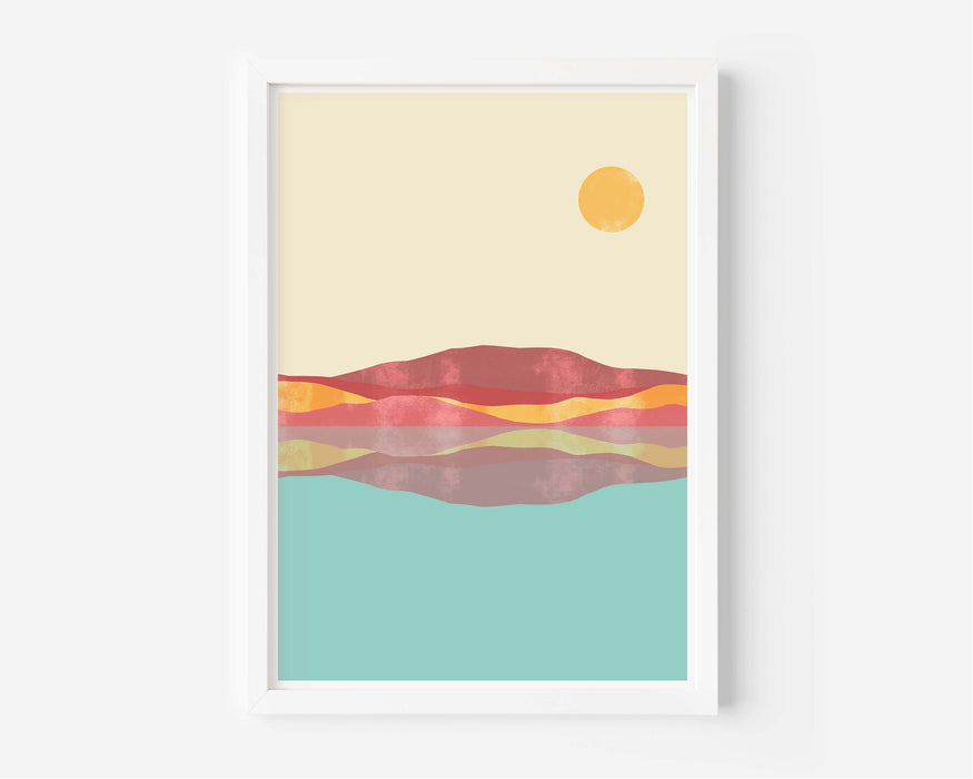 Abstract Red, Gold & Blue Landscape - Set of 3