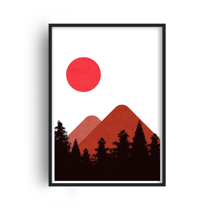 Abstract Red Mountain Scene