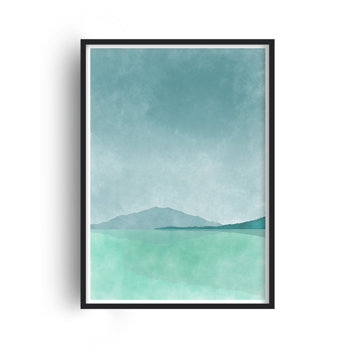 Abstract Teal Hills and Lake