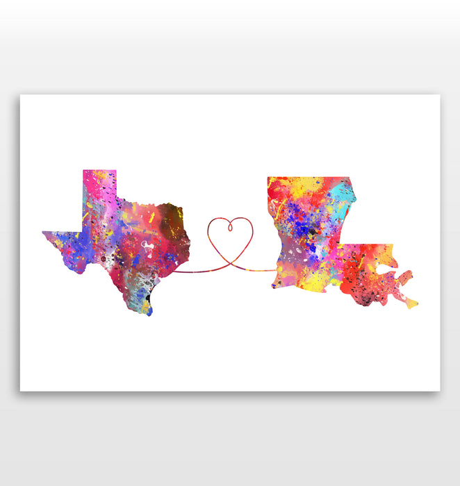 Texas to Louisiana print