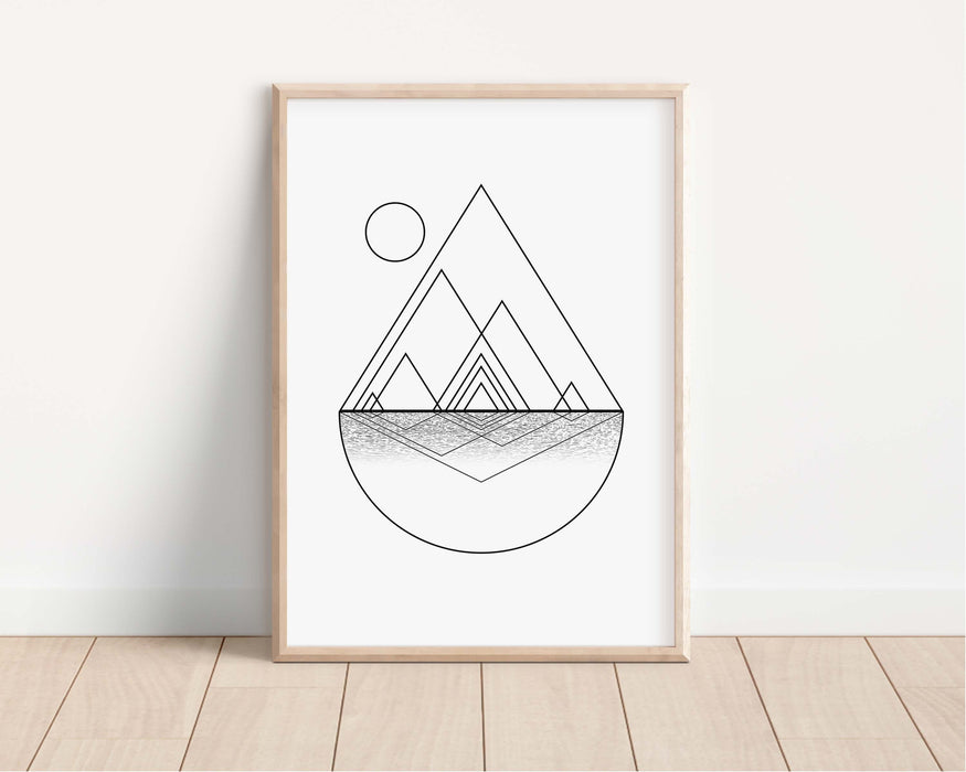 Abstract Mountain Line Art