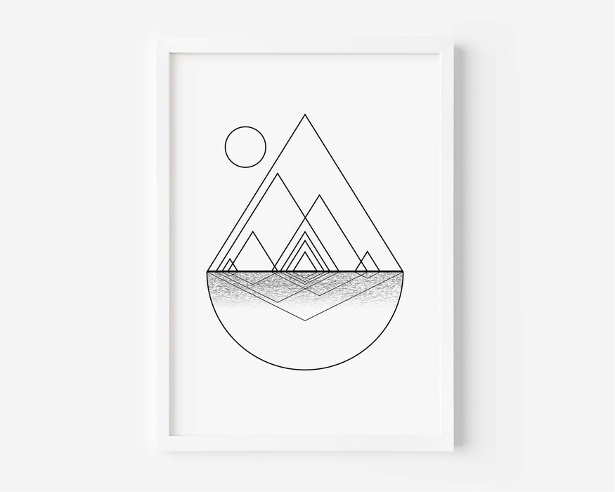 Abstract Mountain Line Art