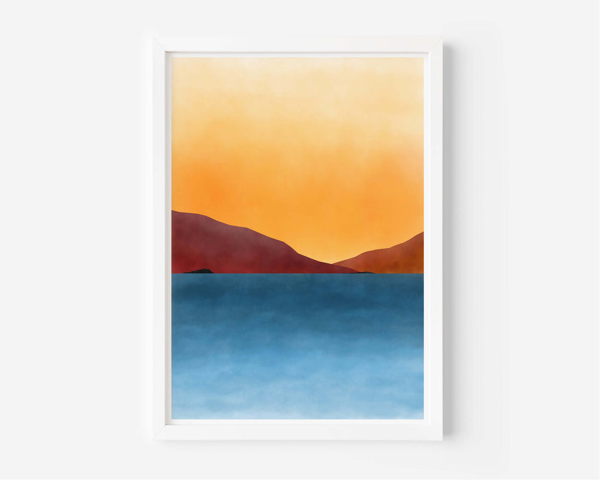 Abstract Watercolour Ocean Mountains