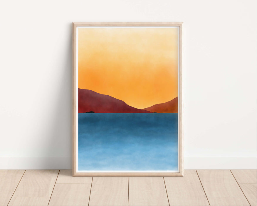 Abstract Watercolour Ocean Mountains