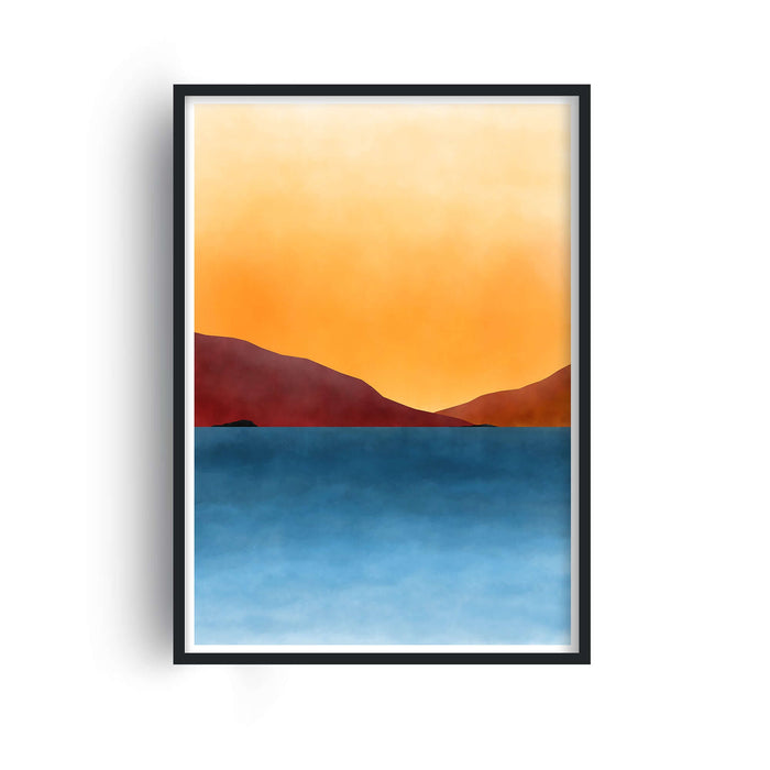 Abstract Watercolour Ocean Mountains