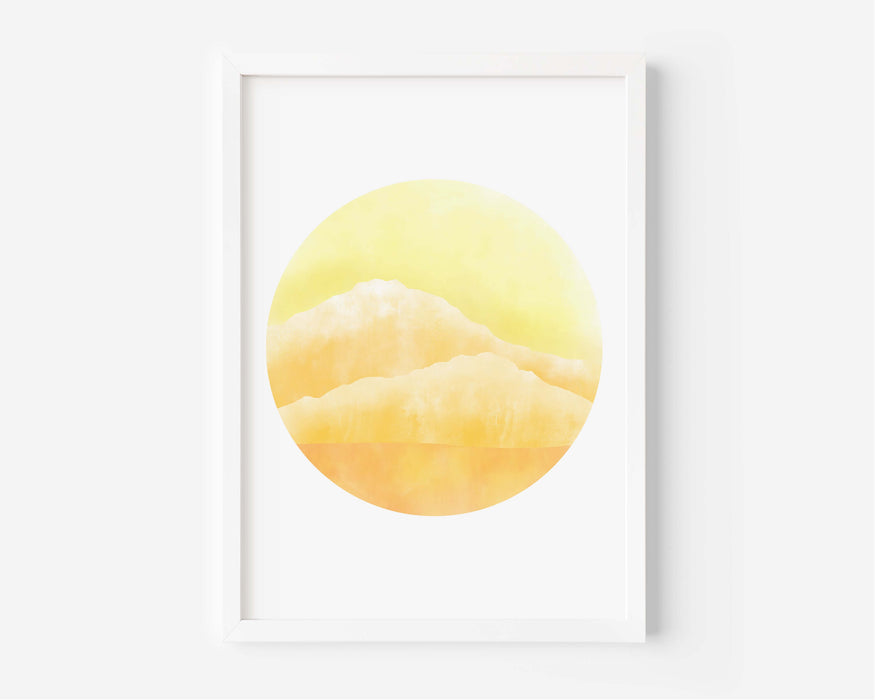 Abstract Misty Golden Mountains