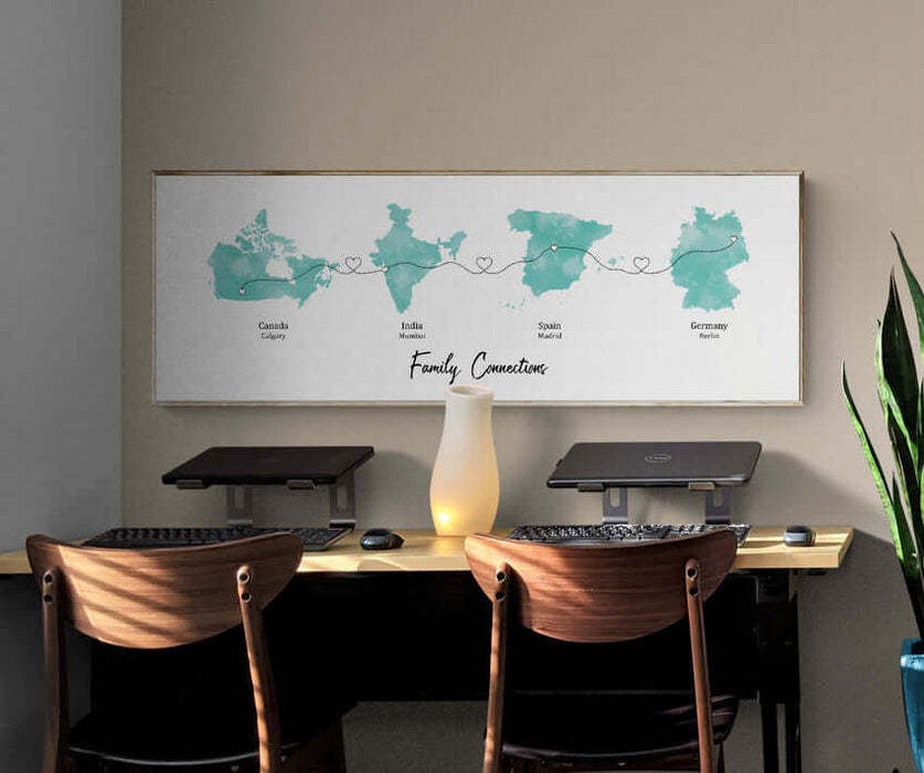 Personalised Panoramic Heart Location Print - (594mm x 210mm -23.38 x 8.26 inches)