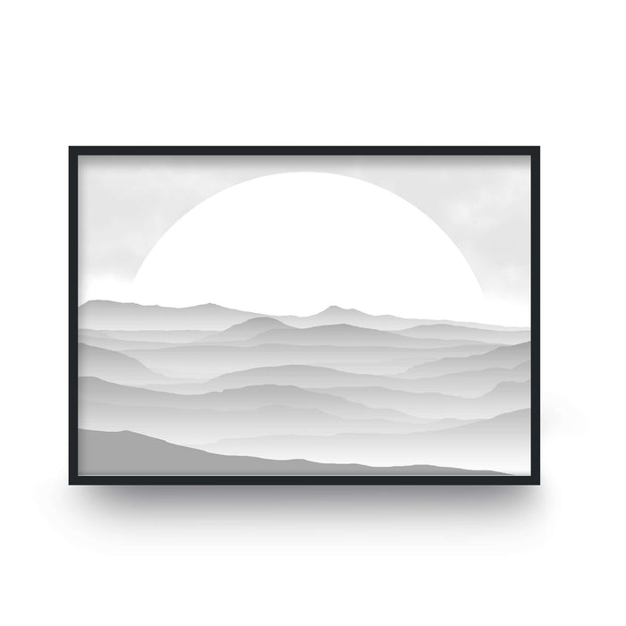 Abstract Greyscale Misty Sunrise